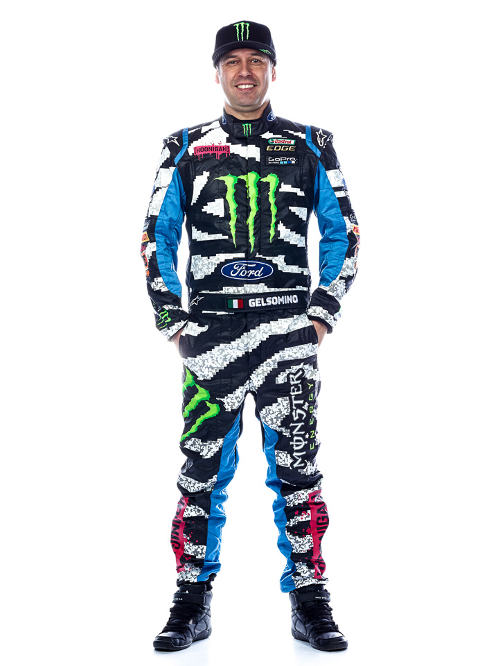 Alex posing in the teams new suit livery - Image by Hoonigan Racing